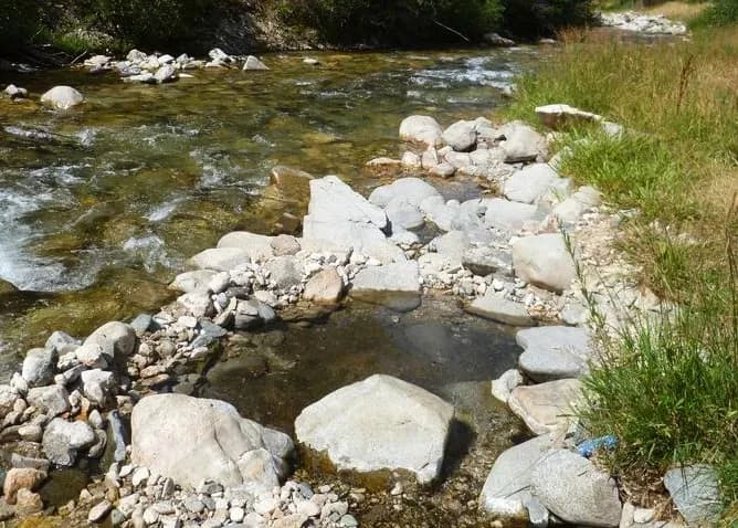 10 Mile Hot Springs natural riverside soaking pools along South Fork Payette River near Lowman Idaho