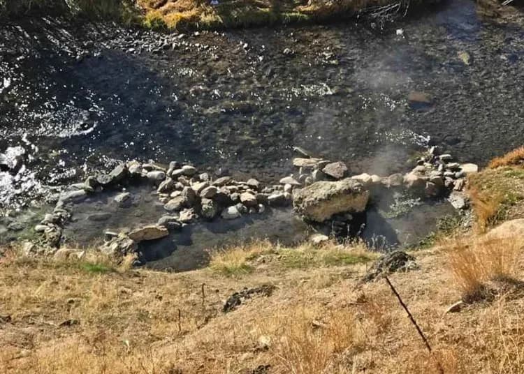 Basin Creek Hot Springs mountain soaking pools near Stanley Idaho in Sawtooth National Recreation Area