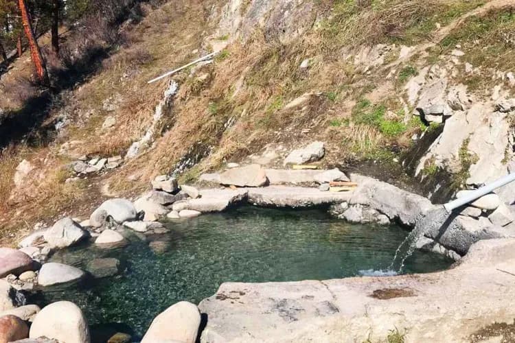 Hot Springs Campground natural hot spring pools along South Fork Payette River near Lowman Idaho