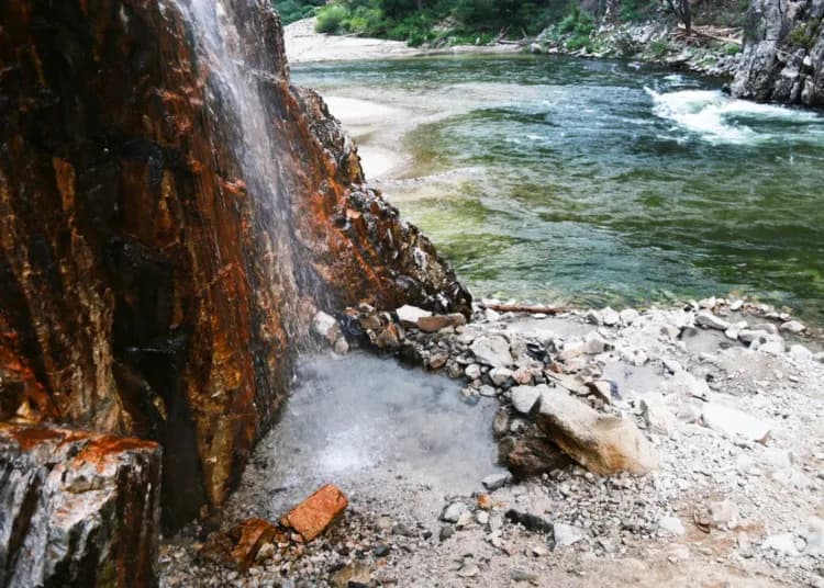 Pine Flats Hot Springs roadside soaking pools along South Fork Payette River near Lowman Idaho